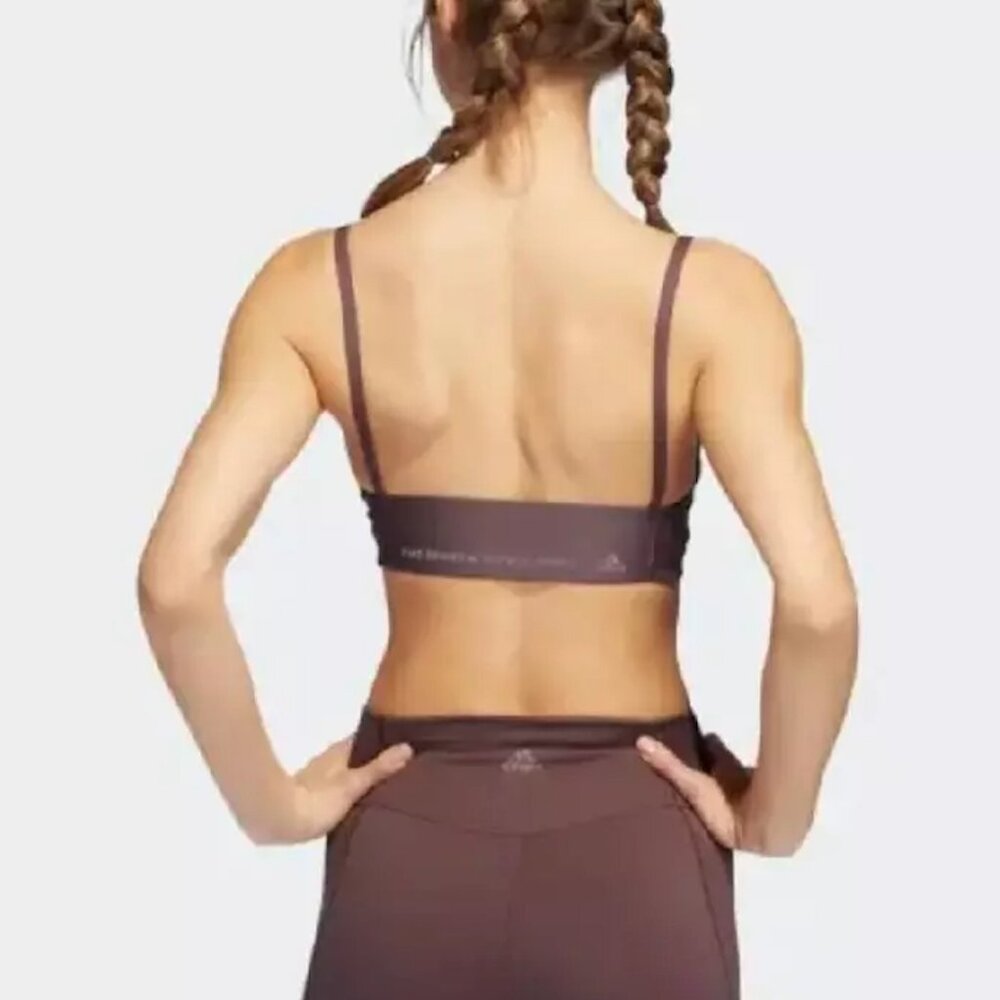 adidas | NWOT Yoga Studio Light-Support Bra in Burgundy Size Medium - Picture 3 of 9